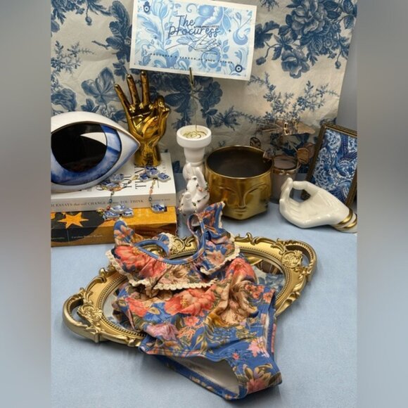 🆕 ZIMMERMANN KIDS 🧿 NWT August Trim Scoop 1PC, Dusty Blue Floral - Sz 2Y - Picture 2 of 13